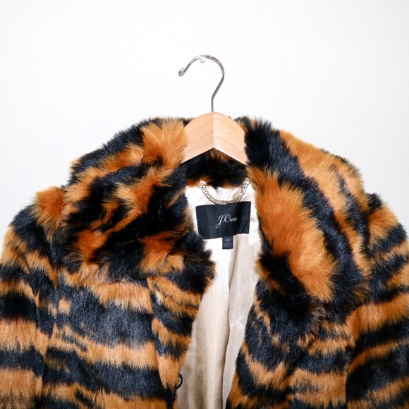 J. Crew Collection Tiger Faux Fur Coat in Caramel Black - Picture 7 of 16